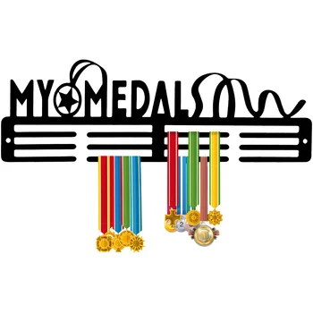 Закачалка за медала на 30-45 медали Стенен iron рафтове за медали Декоративен Черен държач за медали Голям капацитет