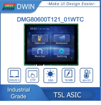 12,1 инча, резолюция 800 * 600 пиксела, 16,7 Милиона цвята, TN TFT-LCD, който Работи с Arduino /STM/ESP DMG80600T121_01W