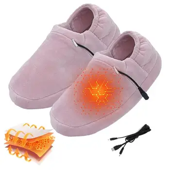 Топли чехли за краката Затопляне чехли за краката Електрическа обувки Меки флисовые чехли за възрастни Согревающая обувки за четене на пътуване