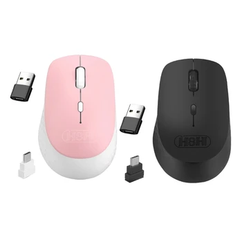 Безжична мишка с 2.4 G Type-C за преносими компютри Macbook, мишката с тихо щракване, акумулаторна безжична мишка HXBE