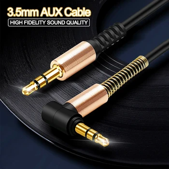 НОВ аудио кабел с жак 3.5 мм 3,5 мм Авто Пружинен AUX кабел с Позлатените конектор от един мъж към мъж кабели за високоговорители на Кабел за слушалки JBL Кабел