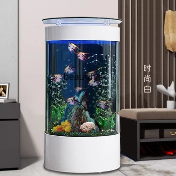 С полукръгла аквариум за риби в хола, стенни вертикална колона, Екологични Аквариумный риба балон без замяна