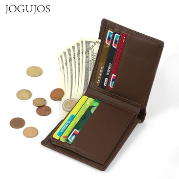 Мъжки портфейли JOGUJOS от естествена кожа, Кожа RFID чантата си, визитница, мъжки монети в чантата си за шофьорска книжка, Кредитен портфейл, мъжки