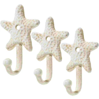 3 Бр. Морски куки във формата на морски звезди, стенни декоративни куки, закачалки за ключове, кърпи, шапки, чанти, дрехи