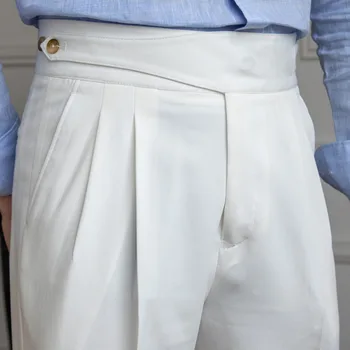 Висококачествени Италиански ежедневни прави панталони с висока талия, мъжки универсални Бизнес Официалните панталони, панталони за мъже, социални панталони