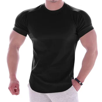 A2684 Мъжки летни тениски, высокоэластичная приталенная тениска, за мъже бързо съхнещи мъжки тениски с извито подолом, обикновена 3XL