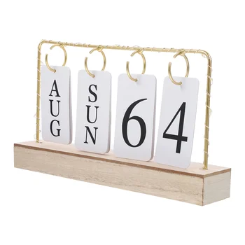 Ретро дървена Вечен календар с дисплей месеца и датата с led подсветка и за офис, декориране на дома, подпори за фотография, на 