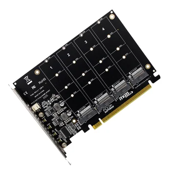 4-портов конвертор M. 2 NVMe SSD в PCIE X16M с ключ за четене на твърдия диск, карта за разширение, скорост на трансфер на 4x32 gbps