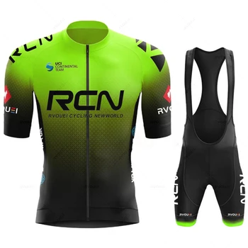 Rcn Флуоресцентни Зелено велосипедни комплекти Униформи за планински велосипеди Летен мъжки комплект от джърси за колоезденето Тениски за пътят мотори Мотор облекло МТБ