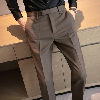 2023 Мъжки Костюмные Панталони С Високо Качество, Мъжки Обикновена Монтиране На Модела Панталони Slim Fit Офис Бизнес Мъжки Панталони Плюс Размер 28-36