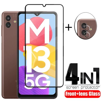 4-в-1 За Samsung Galaxy M13 Стъкло За Samsung M13 5G Закалено стъкло с Пълно покриване на 9H екран Протектор За Samsung M13 Стъкло на Обектива