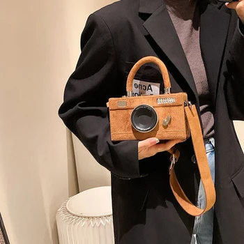 Дамски чанта през рамо с камера ретро стил, малка чанта през рамо с ключалка с образа на герой, жените празнична чанта, скъпа чанта за съхранение
