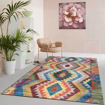 Американски ретро Пъстър килим в етнически стил, Килими впечатлява със своя бохемски стил, Геометрична хол, спалня, Детска Мека подложка за настилки, декорация на дома, за всекидневната