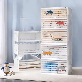 Сгъваем шкаф за съхранение в хола, Многопластова кутия за детски играчки, Многофункционален органайзер за дрехи в спалнята