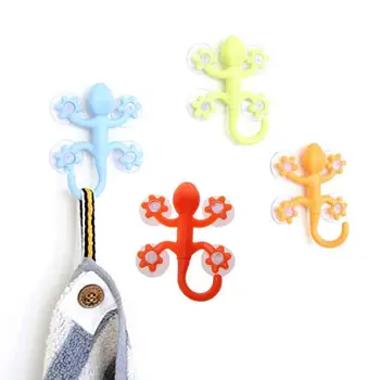 Кука във формата на гекон с 4 нещастници, cartoony кука със супер всасыванием, Силиконови Здрави Куки от прозрачна пластмаса, Модни Уникални подаръци