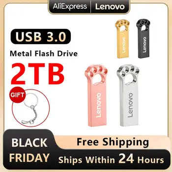 USBфлэш устройство на Lenovo 2 TB, 1 TB карта с интерфейс USB 3.0, стик за мобилен телефон, компютър, USB флаш карта памет-подарък