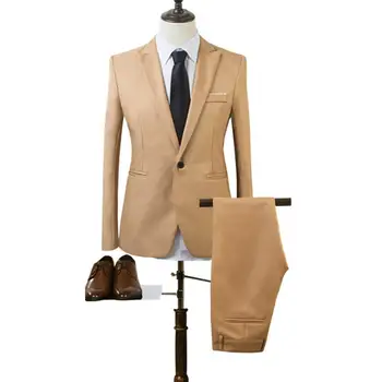 Комплект мъжки панталони с ревера на костюма с дълъг ръкав, палта, комплект дълги панталони, стилен мъжки бизнес костюм с ревера, плътно прилепнали панталони за пролетта