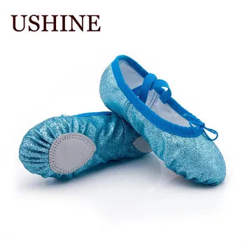 USHINE/ Нови балетные танцови обувки за практикуване на йога, чехли на равна подметка, лъскави розови балетные танцови обувки за момичета, деца, жени, учители