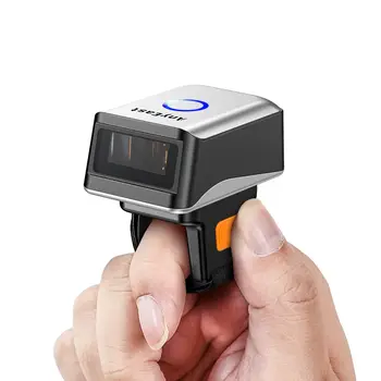 Носене на Мини-1D Околовръстен баркод скенер 2.4 G Безжична, Bluetooth и USB Жична 3-в-1 1D четец за кодове Лазерни баркод Скенери