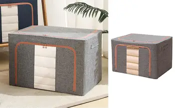 Най-добрата количка за съхранение на дрехи подвижна метална рамка организатор за гардероба Сгъваема дизайнерски кошница за съхранение на памучна дреха с цип за стая