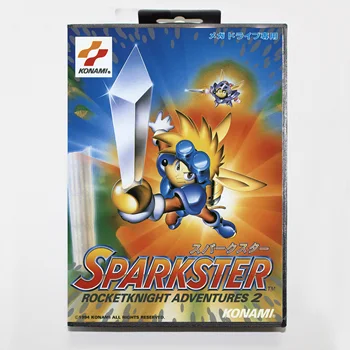 Гореща разпродажба Игра на карти Sparkster Rocket Knight Приключения 2 с търговия на дребно скоростна 16-битова MD-карта за Sega Mega Drive / Genesis System