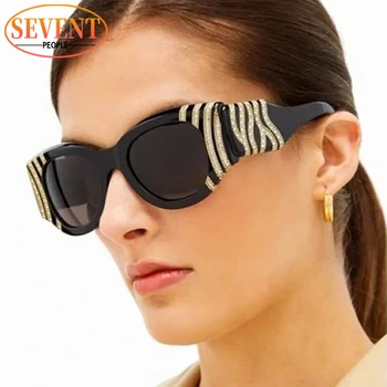Слънчеви очила Cat Eye за жени луксозна марка 2024, Нова мода, слънчеви очила Cateye За жени, Реколта нюанси, очила в стил Пънк, Слънчеви очила с UV400