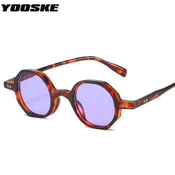 YOOSKE Vintage Polygon Round Дамска мода Прозрачни Океански Градиентные лещи Нюанси UV400 Мъжки Тенденция Нитове Виолетово-розови очила