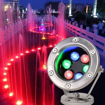 Led лампа за фонтана от неръждаема стомана с регулируем ъгъл на наклона IP68 AC 12V RGB, което променя цвета си, подводна лампа за гмуркане