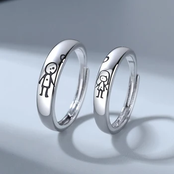 Нови пръстени от сребро 925 проба за жени и мъже, прекрасна украса за момичета с мультфильмами, модерен студентски пръстени за влюбени, подаръци за Свети Валентин