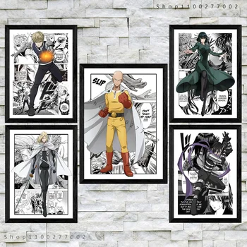 Стенен художествен плакат на Японското аниме и Манга One Punch Man Платно Картина Печат Украса на хола Платно Картина за дома