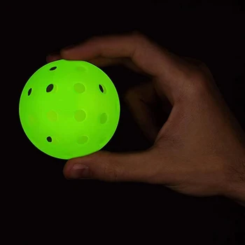Светлинен Пиклбол 74 мм, Здрав нощен светло зелена топка на 40 дупки за състезания на открито Топки за пиклбола, светещи в тъмното