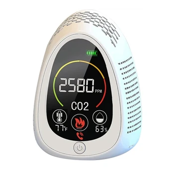 1 Брой 4 В 1 Димна аларма + Co2 + Влажност + Температура Многофункционален измерител на мониторинг на качеството на въздуха Влагомер Бял