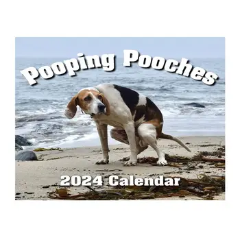 Стенен календар Funny Dog 2024, Окачен Месечен Годишен стенен календар, Календар за цялата година От януари до декември 2024 2024, Декорация на дома
