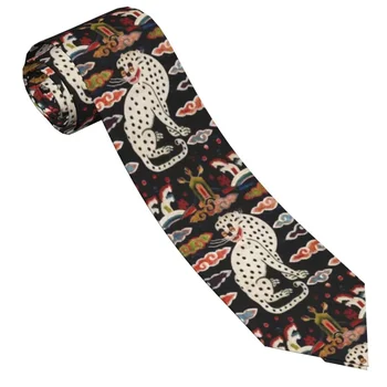 Ретро Вратовръзка Snow Leopard За Мъже, Тънък Полиестер, 8 См, Класически Котка, Лъв, Тигър, Животни, Вратовръзки За Мъжете, Аксесоари За Ризи