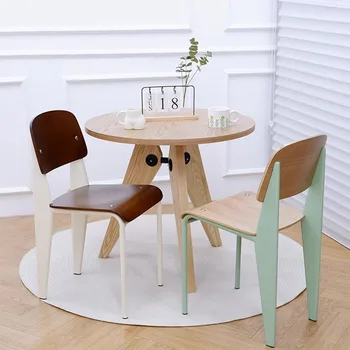 Дизайнерски столове в ретро стил За трапезария Кухня, Винтажное Дървена Водонепроницаемое Модерна Офис стол, Преносим мебели за дома Sandalye