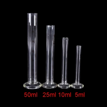 Професионален стъклен измервателен цилиндър обем на 5-50 мл, химически лабораторен измервателен уред