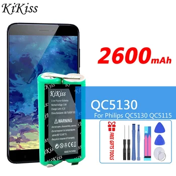 KiKiss Мощна Батерия QC 5130 2600 mah за Philips QC5130 QC5115 QC5120 QC6130 Батерия за подстригване