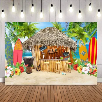 Летен бар на плажа, дъска за сърф, тематични магазин, Портретна Фотобудка, на Фона на фотосесията, Пясъчен плаж, фотосесии, банер с палма