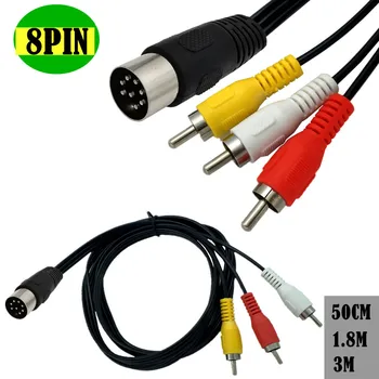 8-пинов кабел към Din 3RCA 8-пинов Din конектор за 3-RCA аудио кабел-адаптер за аудиооборудования музикални инструменти