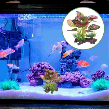 Изкуствени водни растения, Малък аквариум с рибки Betta, аксесоари за водни декорации, пластмасови аквариум природа реалистичен размер