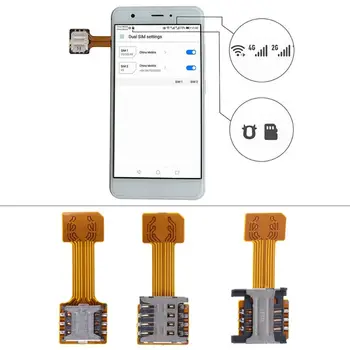 Адаптер СИМ-карта, конвертор, гъвкав кабел в режим на готовност, две SIM карти + Micro SD, хоризонталното разширяване на сим-карта 