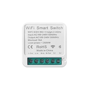 Модул за синхронизация на мини превключвател за автоматизация на умен дом, който е съвместим с Алекса Home Wifi Wireless Remote Switch Control 16a