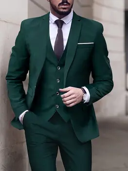 Мъжки Костюми С Високо Качество Slim Fit Зелен Цвят От 3 Части За Бизнес Партита, Най-Добрите Сватбени Смокинги, За Да Оформите Поръчка, Блейзър Hombre Costume Homme