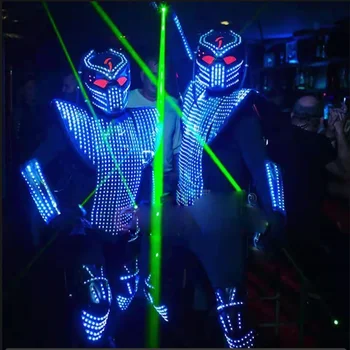 Безплатна доставка Костюм Traje de Робот с led подсветка Облекло костюм хищник с led подсветка с висок ток