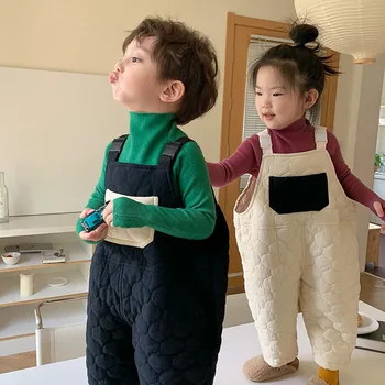 Зимни детски панталони 2023 г., памучни изолирана топли бебешки гащеризони, панталони за момичета и момчета в Корейски стил, детски тела за деца