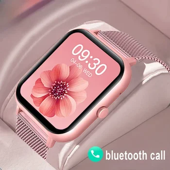 За Xiaomi Покана Smart Watch Женски смарт часовник с потребителски циферблат за Android и IOS и е Водоустойчив Bluetooth Музикални часовници Сензорен Часовник гривна