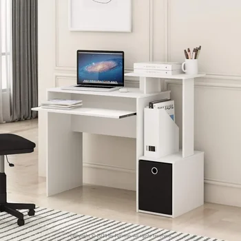 Стая DeskStudy Бяла / Черна мебели Econ Универсален Домашен офис Компютър бюро Маси за четене и игри