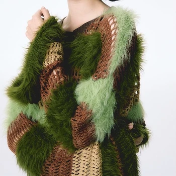 Сексуалното вязаное модно свободното си хубаво палто Y2k, пуловер, пуловер, секси дамски дрехи големи размери, с дълъг ръкав, Безплатна доставка