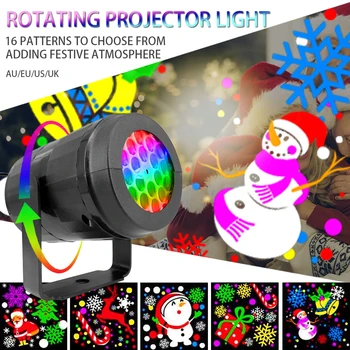 Проекторное осветление Коледен ди-джей за партита Осветление за сцената лазерен Led крушка с 16 мотиви за помещения и на улицата, Празнично осветление