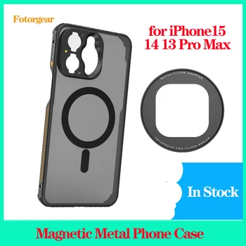Магнитен Метален Калъф за телефон Fotorgear за iPhone 15 14 13 Pro Max за обектив телефон с Т-образно Затваряне на Защитен Калъф за Адаптер 67 мм 58 мм